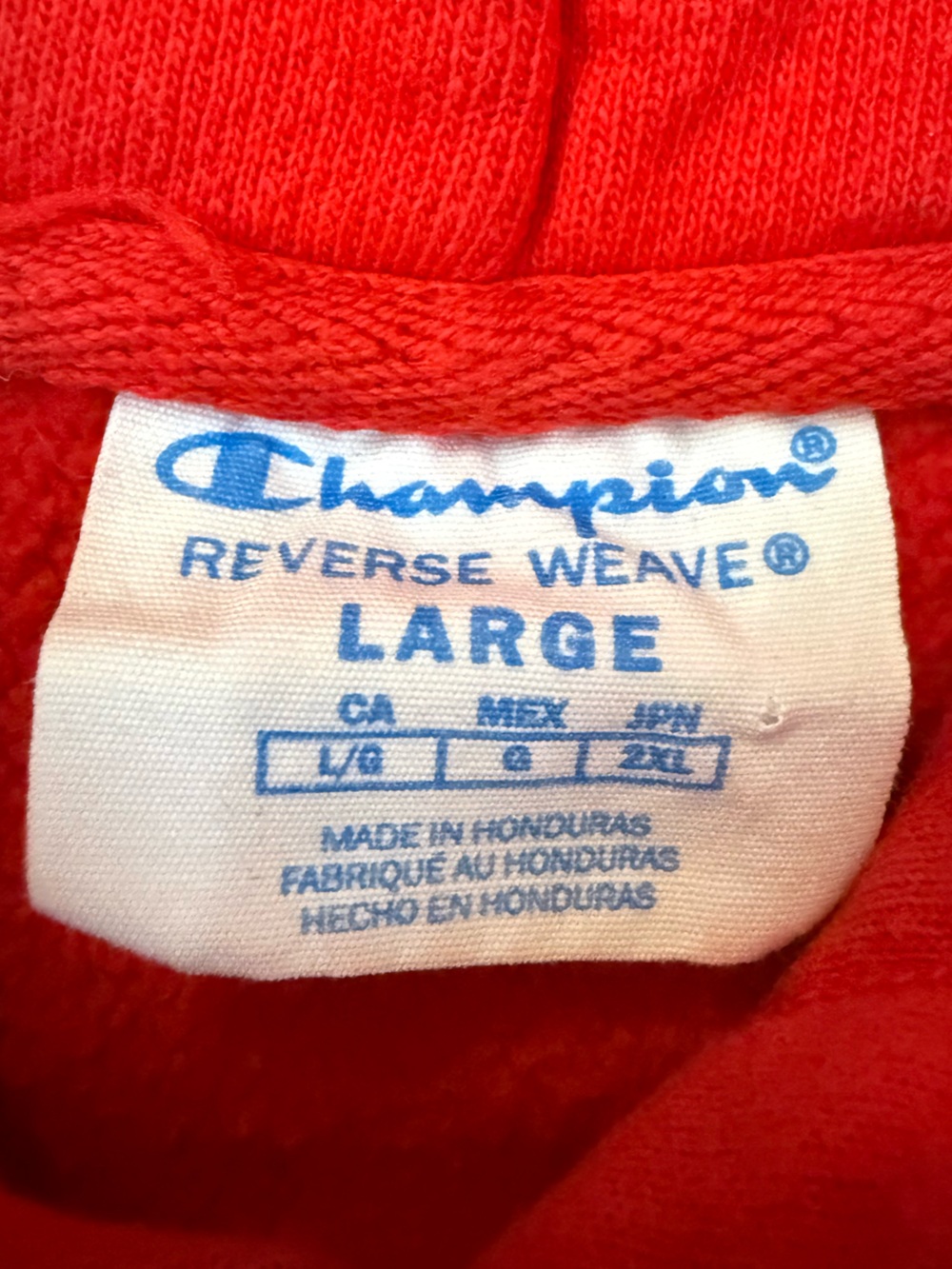 Champion Reverse Weave Red Script Logo Hoodie Large - Picture 4 of 15